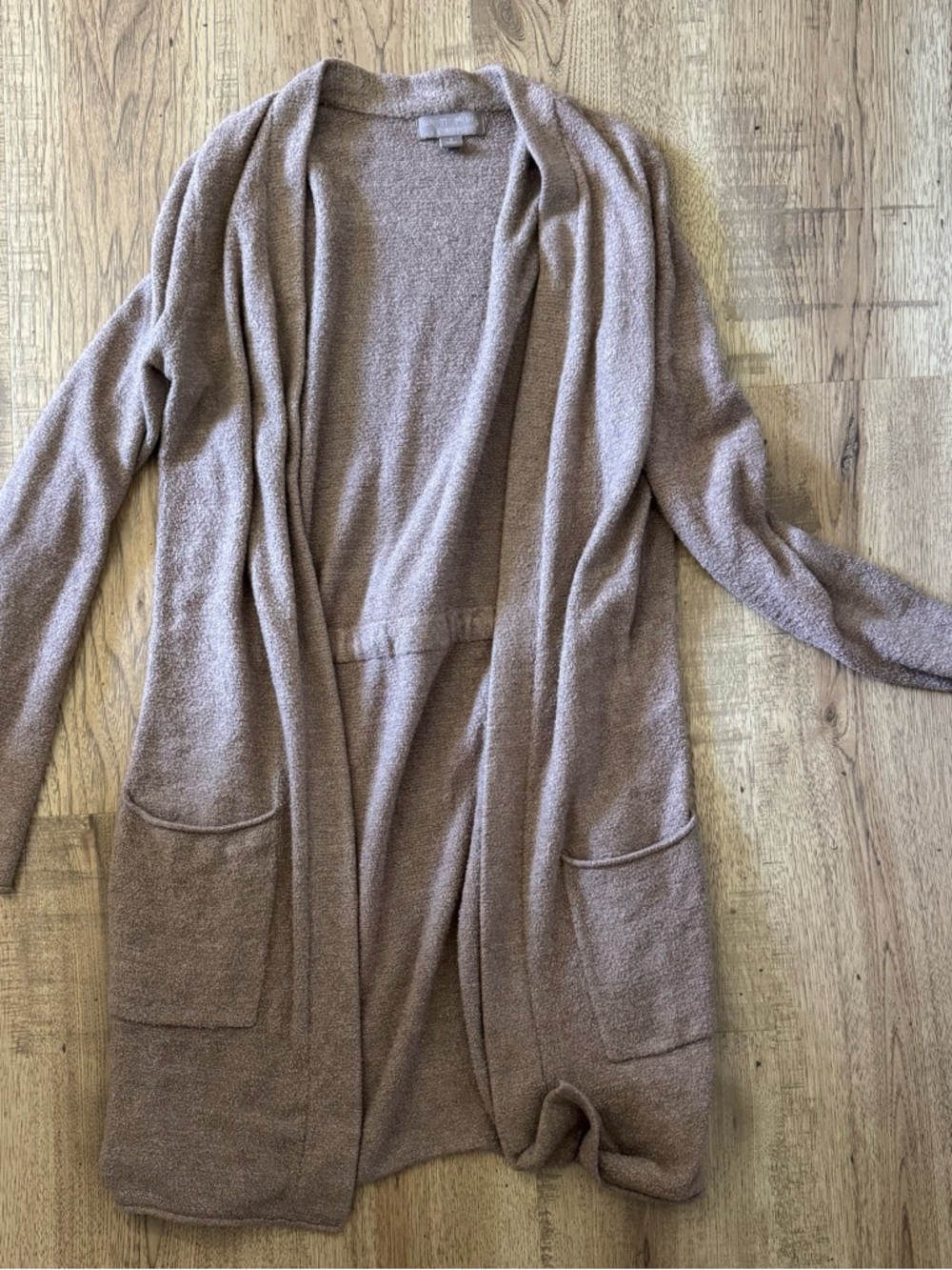 Barefoot Dreams Open-Front Cardigan Sweater in Taupe